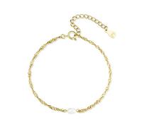 Pulsera de mujer original con una pequeña perla. Pulsera de acero quirúrgico bañada en oro/plata para mujer, niña ideal para regalo del día de la madre, cumpleaños, aniversario. Joyería mujeres