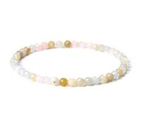 Pulsera De Mujer, Pulsera De Cuentas Facetadas Pequeñas De 3x4mm, Pulsera De Cuentas De Cristal De Cuarzo De Piedra Natural, Joyería Para Hombres, Regalos De Yoga,Morganita De 4 Mm,19CM