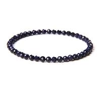 Pulsera De Mujer, Pulsera De Cuentas Facetadas Pequeñas De 3x4mm, Pulsera De Cuentas De Cristal De Cuarzo De Piedra Natural, Joyería Para Hombres, Regalos De Yoga,Arenisca Azul De 4 Mm,23CM