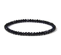 Pulsera De Mujer, Pulsera De Cuentas Facetadas Pequeñas De 3x4mm, Pulsera De Cuentas De Cristal De Cuarzo De Piedra Natural, Joyería Para Hombres, Regalos De Yoga,Espinela Negra De 3x4 Mm,19CM
