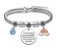 Pulsera de Muñeca Para Mujeres, con frase "Se Necesita Un Gran Corazón Para Enseñar A Las Mentes Pequeñas"