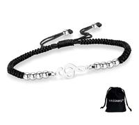 Pulsera de notas musicales para mujeres y hombres nota musical hecha a mano ajustable cuerda trenzada abalorios joyería musical regalos para músicos amantes de la música profesores (Cuerda S-B)