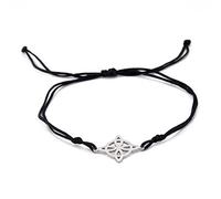 Pulsera de nudo de bruja Colgante de brujería Amuleto Pulseras de nudo celta irlandés Símbolo de Wiccan pagano Encanto Joyería vintage para hombres Mujeres (Negro,Plata)