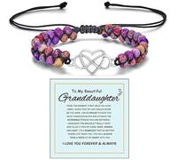 Pulsera de nudo de flor de durazno, pulsera para nieta de Grandma Always Brave And Strong, ajustable, trenzada a mano, para mujer, Navidad, para nieta