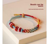 Pulsera de Nudo de Flor de Melocotón de - Pulsera Ajustable Tejida a con y Cuentas Doradas, de Amor, y , Regalo para Ella/Él, Pulsera de Nudo de Flor de Melocotón