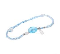 Pulsera de nudo de paz con cuerda tejida tradicional con diseño de nube y trueno y estructura de cuentas de sombra de luz (azul)