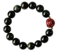 Pulsera de obsidiana arcoíris Feng Shui - Talismán animal signo del zodiaco chino para curación y protección - Amuleto guardián unisex, 10mm, Piedra, Sin piedra preciosa