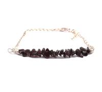 Pulsera de obsidiana negra de 3-6 mm con forma de pepitas y cuentas de corte liso, cierre ajustable de 18 cm chapado en oro rosa para hombre y mujer | LK_STACK_01035