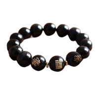 Pulsera de obsidiana Negra Feng Shui, Pulsera de Piedras Preciosas Naturales, Pulsera Budista de Cuentas de Mala, Pulsera de Chakras de Cristal Reiki para Mujeres, Hombres, Pulsera de Buena Suerte,