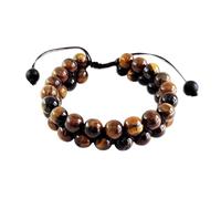 Pulsera de ojo de tigre con cuentas de cristal ajustables para hombres y mujeres, regalos de piedra preciosa natural con poder curativo, cuentas de cristal unisex de obsidiana, Adjustable, Ojo de