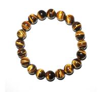 Pulsera de ojo de tigre dorado de 10 mm para hombre, se adapta a muñecas grandes y fuertes de aproximadamente 7.5 pulgadas, gemas de chakra de garganta, piedra natal para junio, trae calma interior