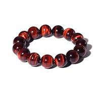 Pulsera de ojo de tigre rojo de 14 mm para hombre, piedras preciosas naturales curativas del chakra raíz, se adapta a muñecas fuertes de 8.5 pulgadas, trae suerte y fortuna, regalo espiritual para