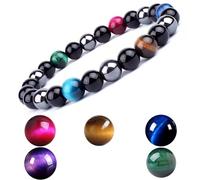 Pulsera de ojos de tigre, pulsera de imán de piedra negra de ojos de tigre, elimina la electricidad estática,lidera las tendencias de la moda ( pulsera de ojo de tigre de color, 10MM(7.8"))
