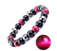 Pulsera de ojos de tigre, pulsera de imán de piedra negra de ojos de tigre, elimina la electricidad estática,lidera las tendencias de la moda(pulseras magnéticas de ojo de tigre rosa, 10MM)