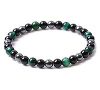 Pulsera de ojos de tigre, pulsera de imán de piedra negra de ojos de tigre, elimina la electricidad estática,lidera las tendencias de la moda (Pulsera de Ojo de Tigre Verde, 6MM(7.5"))