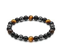 Pulsera de ojos de tigre, pulsera de imán de piedra negra de ojos de tigre, elimina la electricidad estática,lidera las tendencias de la moda(Pulsera de Ojo de Tigre Amarillo, 8MM(7.5"))