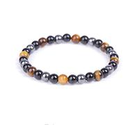 Pulsera de ojos de tigre, pulsera de imán de piedra negra de ojos de tigre, elimina la electricidad estática,lidera las tendencias de la moda (Pulseras Magnéticas de Obsidiana Ojo de Tigre, 6MM(7.5"))