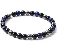Pulsera de ojos de tigre, pulsera de imán de piedra negra de ojos de tigre, elimina la electricidad estática,lidera las tendencias de la moda ( Pulseras Magnéticas de Obsidiana Ojo de Tigre Azul, 6MM)
