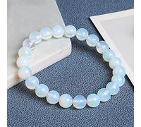 Pulsera de ópalo blanco liso, pulseras de piedra de luna para mujer, elástico, colorido, ojos de gato, piedra, cuerda extensible, joyería, cuentas de ópalo_10mm