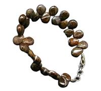 Pulsera de ópalo Boulder de 9 x 7 mm con cuentas de corte liso en forma de pera, cierre ajustable de 18 cm, chapado en plata, para hombre y mujer | LK_STACK_01713