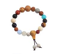Pulsera de oración budista de 18 cuentas, piedras naturales y cuentas de sándalo, unisex, ajustable, para bendiciones, protección y práctica de atención plena, Medium, Madera de agar, Ágata