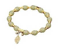 Pulsera de oro de jade natural de doble capa ajustable clásica para mujer G7900a-4, talla única, Zinc, No es una piedra preciosa