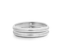 Pulsera de oro multicapa para mujer, elástica, de acero inoxidable, cadena de eslabones flexibles y ancha, Silver2-7IN, Metal, Ágata