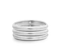 Pulsera de oro multicapa para mujer, elástica, de acero inoxidable, cadena de eslabones flexibles y ancha, Silver3-7IN, Metal, Ágata