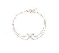 Pulsera de oro rosa para mujer, pulsera de diamantes blancos de 0,38 quilates, para San Valentín, 19cm, Oro rosa de 18 quilates, Diamante