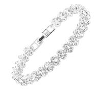 Pulsera De Para Mujer - Brazalete Cúbico Moderno, Joyería De Uso Diario, Cadena De Aleación Ajustable De De Pulsera De Diamantes De Imitación Brillante | Aniversario Nupcial