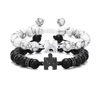 Pulsera de pareja para hombres y mujeres: pulsera de rompecabezas ajustable de 16 a 25 cm, pulseras a juego, regalo de relación para novio, novia, marido, esposa, él, ella, pulseras de San Valentín y