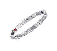 Pulsera de patrón de dragón de acero inoxidable para hombres, pulsera magnética Pulsera de terapia magnética para hombres Enlaces de salud con imán doble fuerte, alivia el dolor de artritis