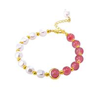 Pulsera de perlas verde cereza pulsera mujer diseño carrera simple y exitosa transferencia de cuentas de cristal mano pulsera de cuentas pulsera de actividad para hombre, talla única, Resina, No es