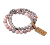 Pulsera de piedra -3 piezas Juego de pulseras de cuentas de piedra natural para hombres y mujeres Pulsera con dijes de ágatas de aventurina multicapa Joyería de amistad para parejas, Cebra rosa, T