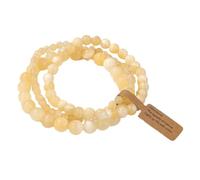 Pulsera de piedra -3 piezas Juego de pulseras de cuentas de piedra natural para hombres y mujeres Pulsera con dijes de ágatas de aventurina multicapa Joyería de amistad para parejas, jade amarillo