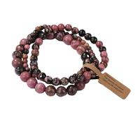 Pulsera de piedra -3 piezas Juego de pulseras de cuentas de piedra natural para hombres y mujeres Pulsera con dijes de ágatas de aventurina multicapa Joyería de amistad para parejas, rhodonite, ta