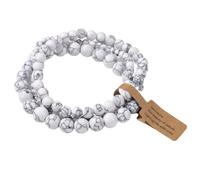 Pulsera de piedra -3 piezas Juego de pulseras de cuentas de piedra natural para hombres y mujeres Pulsera con dijes de ágatas de aventurina multicapa Joyería de amistad para parejas, Howlita, tall