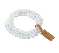 Pulsera de piedra -3 piezas Juego de pulseras de cuentas de piedra natural para hombres y mujeres Pulsera con dijes de ágatas de aventurina multicapa Joyería de amistad para parejas, Ópalo, Talla