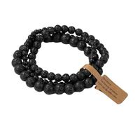 Pulsera de piedra -3 piezas Juego de pulseras de cuentas de piedra natural para hombres y mujeres Pulsera con dijes de ágatas de aventurina multicapa Joyería de amistad para parejas, Lava, Talla