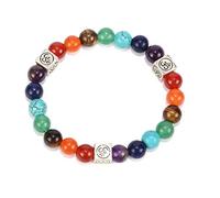 Pulsera de Piedra, Brazalete de Piedra Natural aleación Cuadrada Siete Chakras Yoga Aura energía Pulsera Colorida Colorida Pulsera de Piedra Natural Accesorios de Ropa Personalizada joyería