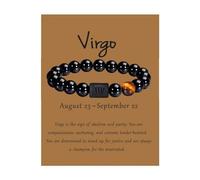Pulsera De Piedra Con Signo De Estrella Del Zodiaco - Pulsera De Cuentas De Ónix Negro Natural De 8 Mm - Constelación Del Zodiaco Horóscopo Joyería De Astrología Celestial - Regalo Para Mujeres