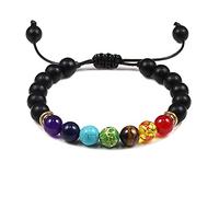 Pulsera de piedra de lava natural, pulseras de cuentas multicolores para hombres, mujeres, brazaletes de cuerda tejida, joyería ajustable para hombre, negro mate