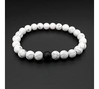Pulsera de piedra hecha a mano de 8 mm para parejas, pulseras Buda para mujeres y hombres, joyería femenina, color blanco