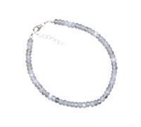 Pulsera de piedra lunar blanca AAA natural de 2 a 2,5 mm, pulsera de cuentas delicadas facetadas de 7.5 pulgadas, cadena ajustable con gancho de plata, para niñas y mujeres