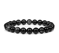 Pulsera de piedra natural, citrinos y amatistas, ojo de tigre, 8 mm, pulseras de cristal para hombres y mujeres, cuarzos, 12. Obsidiana, 19 cm