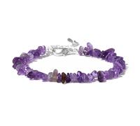 Pulsera de piedra natural con chips irregulares, cuentas amatista, cristal cuarzo y grava, pulseras Reiki for mujeres niñas(A)