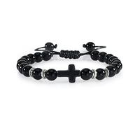 Pulsera de piedra natural con colgante de cruz de Jesús, hecha a mano, de 6 mm y 8 mm, hecha a mano, espaciador elástico, joyería para regalo de amigos, pulido de 8 mm