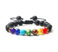 Pulsera de piedra natural para hombre, cuentas de piedras de lava negras, pulseras de piedra natural, lava ajustable