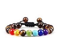Pulsera de piedra natural para hombre, cuentas de piedras de lava negras, pulseras de piedra natural, ojo de tigre ajustable
