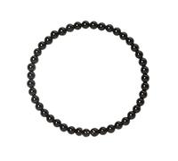 Pulsera de piedra natural para mujer, turmalina, ojo de tigre, ágata cristalina, CALIDAD A, 7,5 pulgadas, 4/6/8 MM (Pulsera de obsidiana negra，4MM)